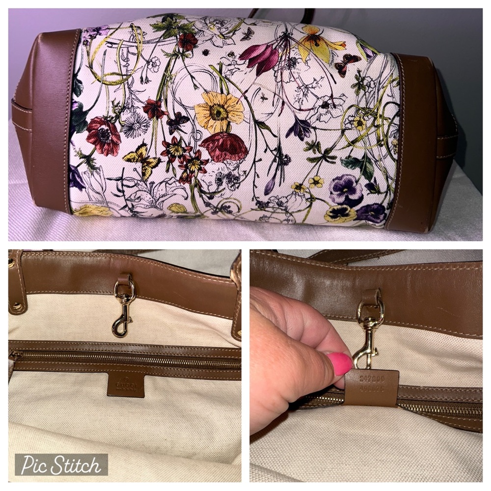 Gucci Floral Tote Bag - White and Brown - Picture 11 of 14